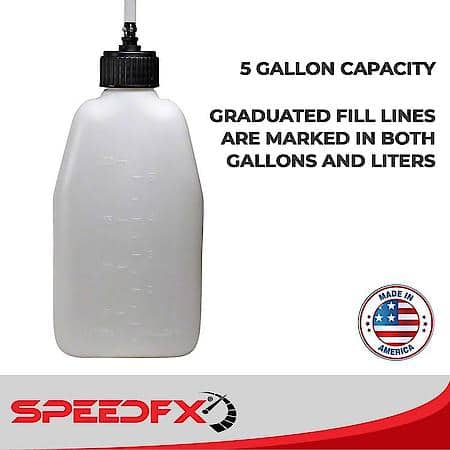 White, 5 Gallon Capacity, Plastic, With Filler Hose and Cap