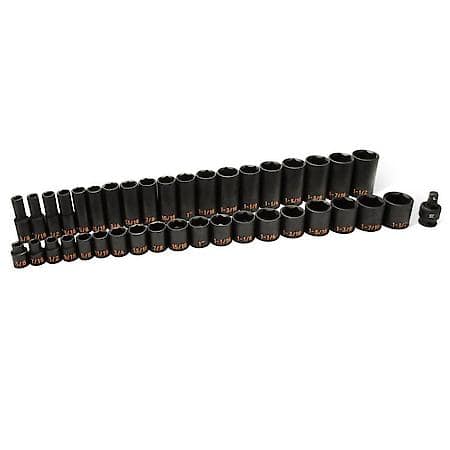 39 Piece 1/2in Drive 6 Point SAE Hi-Viz Standard & Deep Impact Socket Set