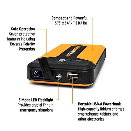 1200A 12V Lithium Battery Jump Starter and Powerbank