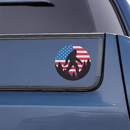 USA 250th Anniversary Bigfoot USA Flag Decal: American Sasquatch Weatherproof Sticker, 4.5"