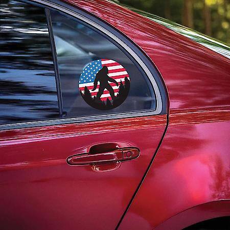 USA 250th Anniversary Bigfoot USA Flag Decal: American Sasquatch Weatherproof Sticker, 4.5"