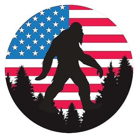 USA 250th Anniversary Bigfoot USA Flag Decal: American Sasquatch Weatherproof Sticker, 4.5"