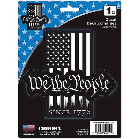 USA 250th Anniversary We The People Decal: American Flag Weatherproof Sticker, 4.5" x 5.5"