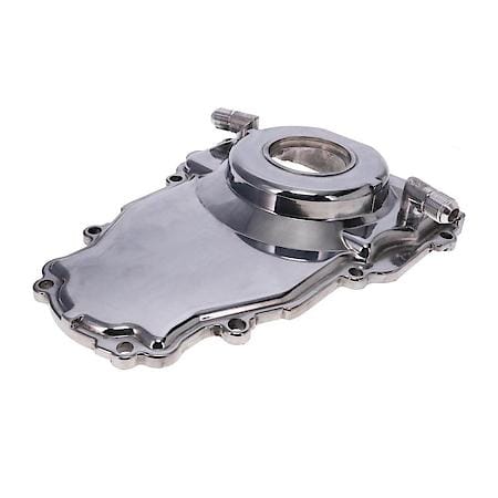 GM LS 1-Piece Polished Aluminum Timing Cover with Turbo Oil Return, Seal