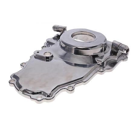 GM LS 1-Piece Polished Timing Cover, Oil Return, Cam Sensor Harness, Seal
