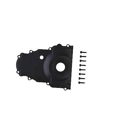 V Series GM LS 1-Piece Black Aluminum Timing Cover with Cam Sensor Provision
