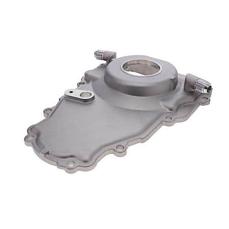 GM LS 1-Piece Satin Timing Cover, Turbo Oil Return, Cam Sensor Provision