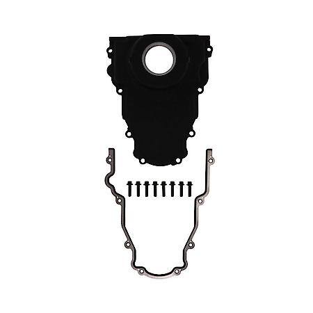 GM LS 1-Piece Black Aluminum Timing Cover with Crank Seal and Gasket