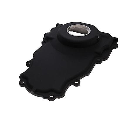 GM LS 1-Piece Black Aluminum Timing Cover with Crank Seal and Gasket