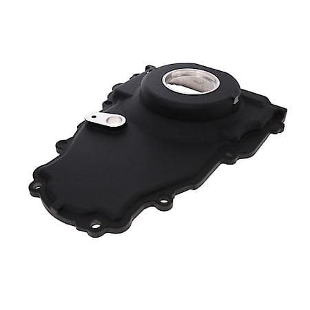 GM LS 1-Piece Black Aluminum Timing Cover with Cam Sensor Harness, Seal