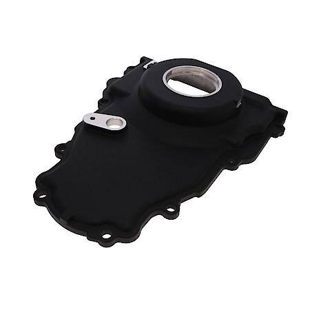 GM LS 1-Piece Black Aluminum Timing Cover with Cam Position Sensor Provision