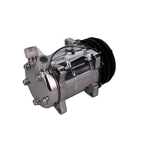 Sanden 508 Style Black Clutch V-Belt A/C Compressor - Chrome