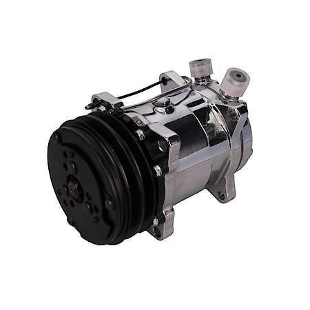 Sanden 508 Style Black Clutch V-Belt A/C Compressor - Chrome