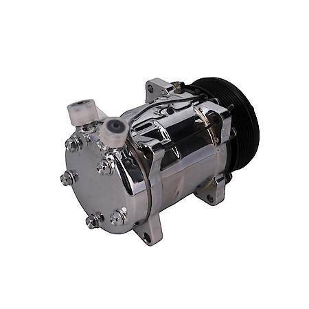 Sanden 508 Style Clutch Serpentine A/C Compressor - Chrome