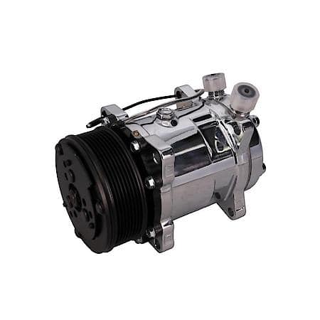 Sanden 508 Style Clutch Serpentine A/C Compressor - Chrome