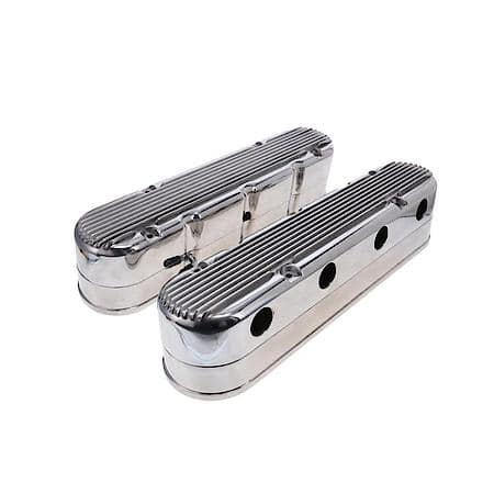 GM LS Polished Finned Aluminum 2,Piece Valve Covers with Coil Mounts and Covers