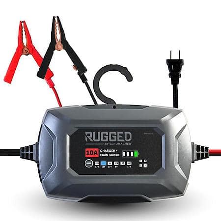 RUGGED 10A Car Battery Charger & Maintainer, 4-in-1, Service Mode, 6/12V, SC1684