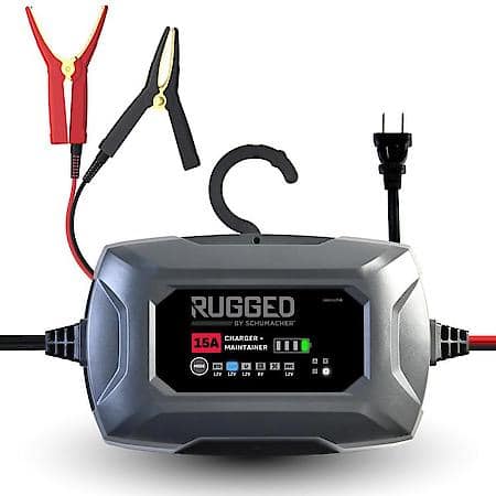 RUGGED 15A Car Battery Charger & Maintainer, 4-in-1, Service Mode, 6/12V, SC1685