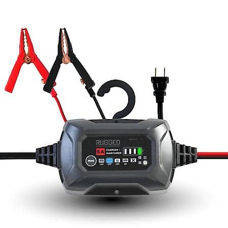 RUGGED 5A Car Battery Charger and Maintainer, 3-in-1, 6V/12V, SC1682