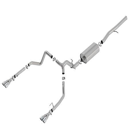 Stainless Steel, With Muffler, Single Exhaust With Quad Exit, Split Rear Exit