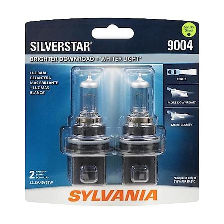 9004 SilverStar: Halogen Headlight Bulb, Brighter Downroad and Whiter Light, 2 Pack