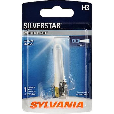 H3 SilverStar: Halogen Headlight Bulb, Brighter Downroad and Whiter Light, 1 Pack