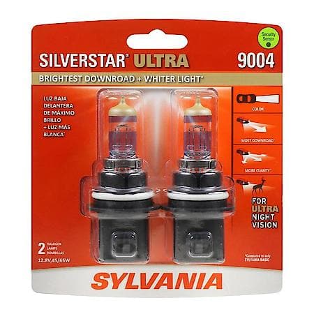 9004 SilverStar Ultra: Halogen Headlight Bulb, Brightest Downroad and Whiter Light, 2 Pack