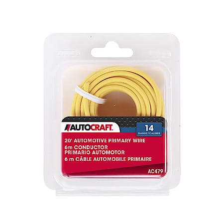 Automotive Primary Wire, 14 Gauge, Yellow, 20 Ft