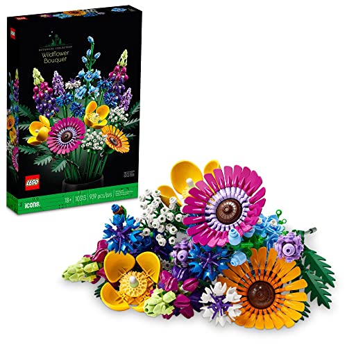 LEGO Botanicals Artificial Wildflower Bouquet - Fake Indoor Flowers Building Set for Home, Kitchen, Desk Decoration, Adults Ages 18+ - Gift for Graduation - 10313