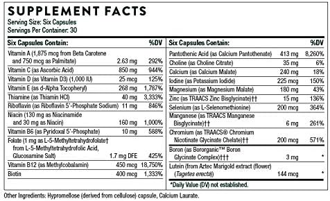 THORNE Men's Multi 50+ - Daily Multivitamin and Nutrients for Men Without Iron and Copper to Support Healthy, Active Lifestyle - Gluten-Free, Soy-Free - 180 Capsules - 30 Servings