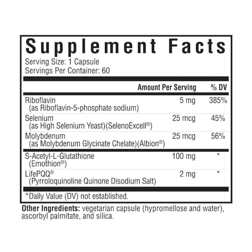 Seeking Health Optimal Glutathione Plus, 100 mg S-Acetyl-L Glutathione with Cofactors, Immune and Detoxification Support, Liver Health, Antioxidant and Free Radical Support, Vegetarian (60 Capsules)