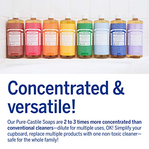 Dr. Bronner's Pure-Castile Liquid Soap  Baby Unscented Bundle. 32 oz. Bottle and 2 oz. Travel Bottle