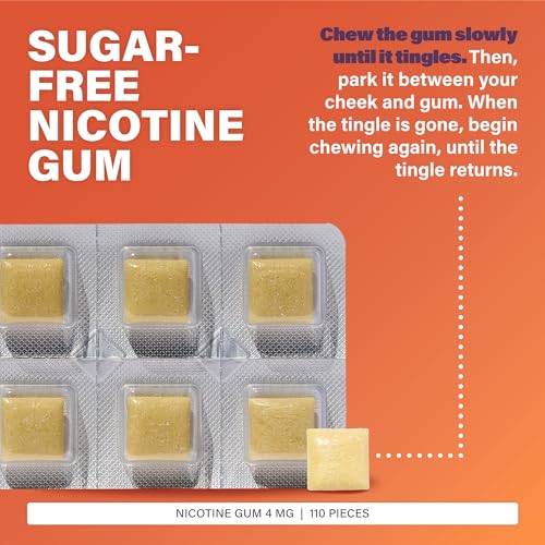 Rugby Polacrilex 4mg Nicotine Gum - Smoking and Vaping Quitting Aid - Sugar-Free - 110 Count - Original (1 Pack)