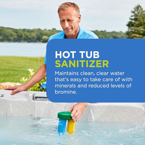 FROG Serene Floating System for Hot Tubs with 2 Replacement Bromine Cartridges - Prefilled Hot Tub Sanitizer - Hot Tub Maintenance System with Sanitizing Minerals & Bromine