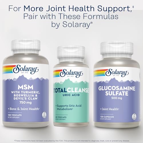 Solaray Total Cleanse Uric Acid - Joint Health Supplement - Powerful Joint Support and Uric Acid Cleanse with Tart Cherry Extract, Celery Seed, Turmeric Extract - 60-Day Guarantee, 30 Serv, 60 VegCaps