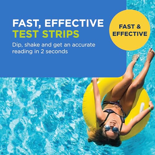 FROG Test Strips for Pools and Hot Tubs - Test Strip with Accurate Indicator for Free Chlorine or Bromine Levels, pH, Total Alkalinity and Total Hardness - Easy Water Testing - 50 Test Strips