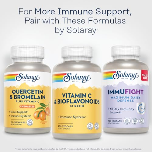 SOLARAY Vitamin C 500mg with Citrus Bioflavonoids, 1:1 Ratio - Antioxidant and Immune Support Supplement - Vitamin C with Rose HIPS and Acerola, Vegan, 60-Day Guarantee, 125 Servings, 250 VegCaps
