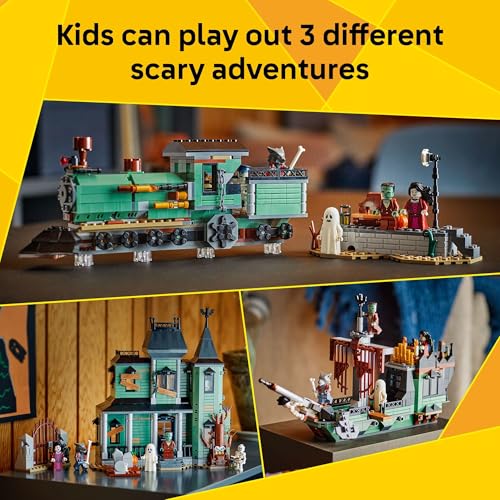 LEGO Creator 3 in 1 Haunted Mansion Building Toy for Kids - Halloween Building Blocks & Learning Toy for Girls & Boys, Ages 9+ - Build a Haunted House, Train, or Ship - Gift for Birthdays - 31167