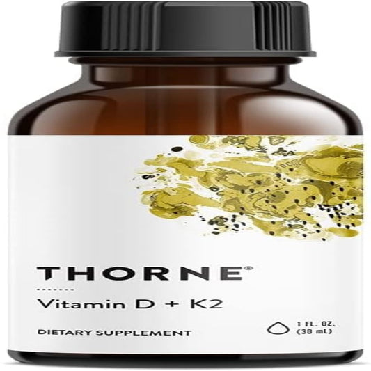 THORNE Vitamin D + K2 Liquid with a metered Dispenser - Vitamins D3 and K2 to Support Healthy Bones and Muscles* - 1 Fl Oz (30 ml) - 600 Servings