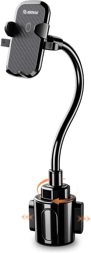 Cup Holder Phone Mount 15 Inch Adjustable Gooseneck Arm for Car | Adjustable long arm and stable cup holder base keep your phone secure, easy to reach, and clear to view while driving