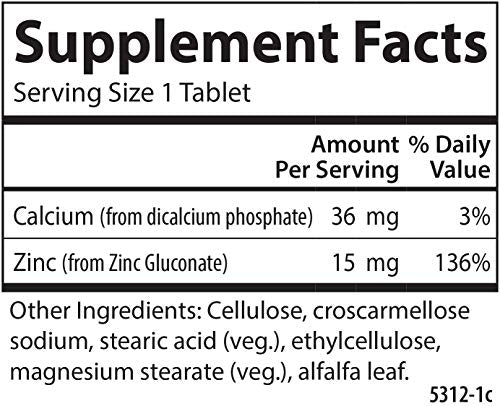 Carlson Labs Zinc, 15mg, 250 Tablets