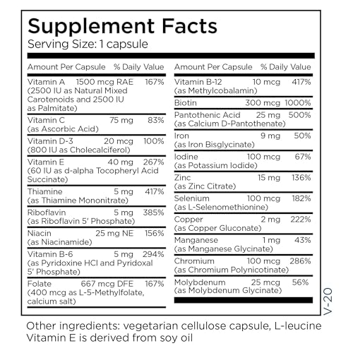 Metabolic Maintenance Little One - Kids Multivitamin with Iron for Children 6-12 yrs, Multi Vitamin Pills with B Vitamins, Methyl Folate, Minerals + VIT D for Healthy Growth - 90 Small-Sized Capsules