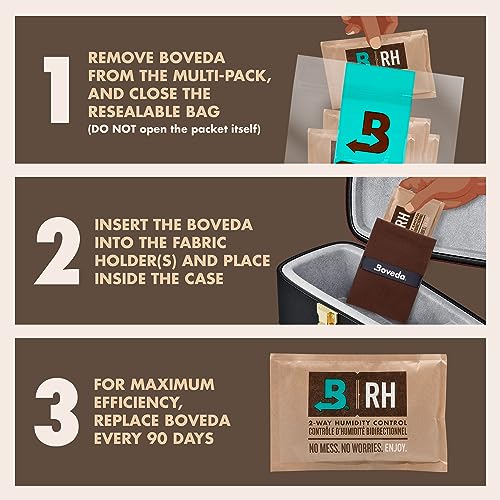 Boveda 49% Two-Way Humidity Control Packs for Music Instruments – 4 Pack – Standard Size – Prevents Warping & Cracking for Wooden Instruments– Humidifier Packs for Instrument Cases – Resealable Bag