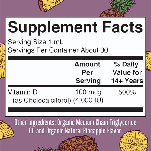 MaryRuth Organics Vitamin D3 Liquid Drops | Megadose 4000 IU | USDA Organic Liquid Vitamin D Spray for Adults & Kids | Immune Support & Bone Health | Vegan | Gluten Free | Non-GMO | 30 Servings