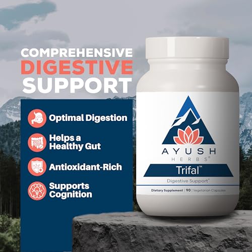 Ayush Herbs Trifal Digestive Support with Amla - Triphala Supplement for Women & Men, Promotes Balanced Digestion, Antioxidant Rich, Made with Organic Ingredients - 90 Vegetarian Capsules (1 Count)