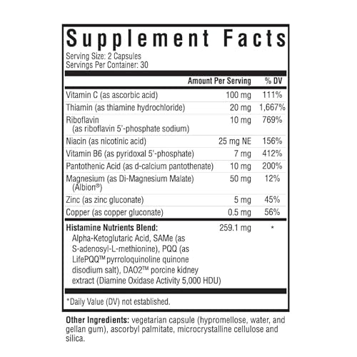 Seeking Health Histamine Nutrients, Formerly Histamine Block Plus, DAO Enzyme Supplement for Histamine Food Intolerance, Supports GI and Digestive Health (60 Capsules)*