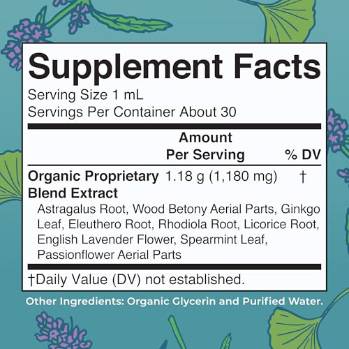 MaryRuth Organics Kids Brain Supplements for Memory and Focus, USDA Organic Drops with Ginkgo Biloba, Rhodiola Root & Licorice Root, Focus & Attention, Calm, Vegan, Non-GMO, Gluten Free, 30 Servings