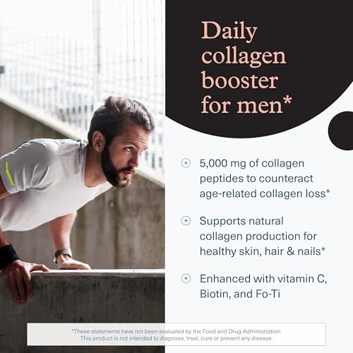 Youtheory Men's Collagen - 5,000 mg Collagen - Daily Supplement for Men - for Hair & Skin Support* - Gluten, Soy & Dairy Free - 290 Tablets