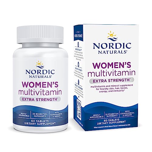Nordic Naturals Womens Multivitamin Extra Strength - Skin, Hair, Energy, & Bone Support - Immunity Supplement - 20 Essential Nutrients - 60 Tablets - 30 Servings