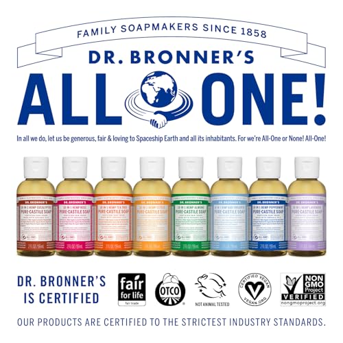 Dr. Bronner's Magic Soap-Pure-Castile Liquid Soap (2 Ounce, Variety Gift Pack)- Regenerative Organic Certified Oils, 18-in-1 Uses: Body, Hair, Laundry, Pets & Dishes, Concentrated, Vegan, Non-GMO